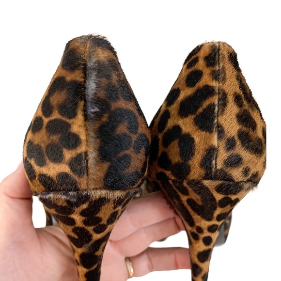 Stuart Weitzman Pony Hair Leopard Animal Print Open Toe Stiletto Heels 8.5 - Picture 10 of 12